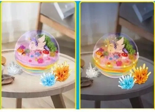Kreatywny Zestaw Kryształ Jednorożec Akwarium Lampka LED Nocna Terrarium