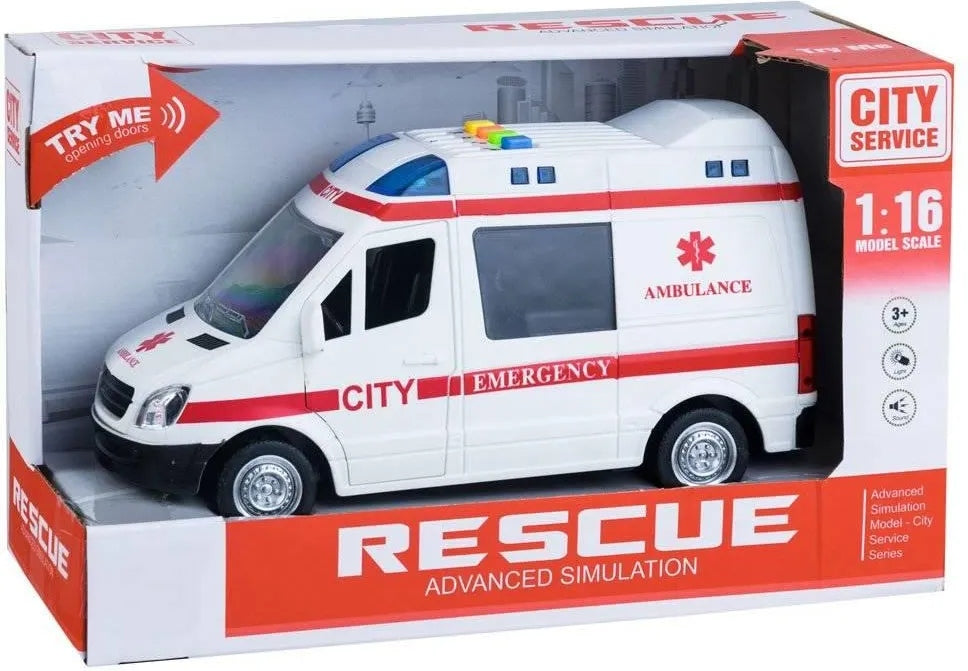 Auto Karetka Pogotowia Ambulans Bus Dźwięki Otwierane Drzwi dla Dzieci