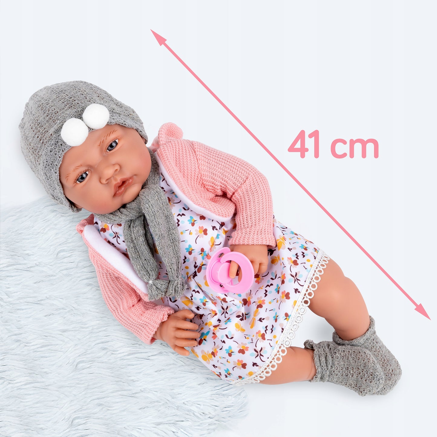 Lalka Bobas Duża Interaktywna Realistyczna Smoczek Kinderplay Mówi 41 cm