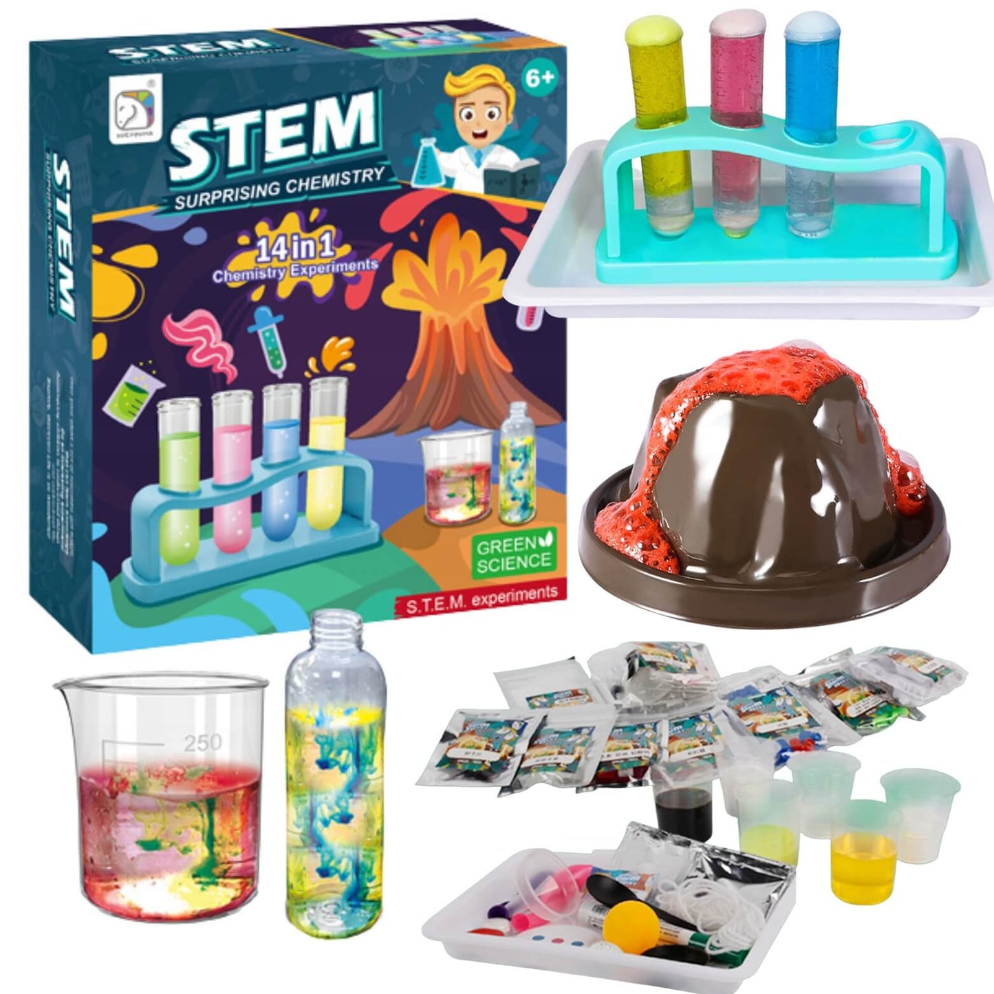 Zestaw Mały Chemik XXL - Edukacyjne Laboratorium Chemiczne dla Dzieci +40 Eksperymentów | 2w1 Ogromny Zestaw Naukowy | Prezent dla Małego Naukowca