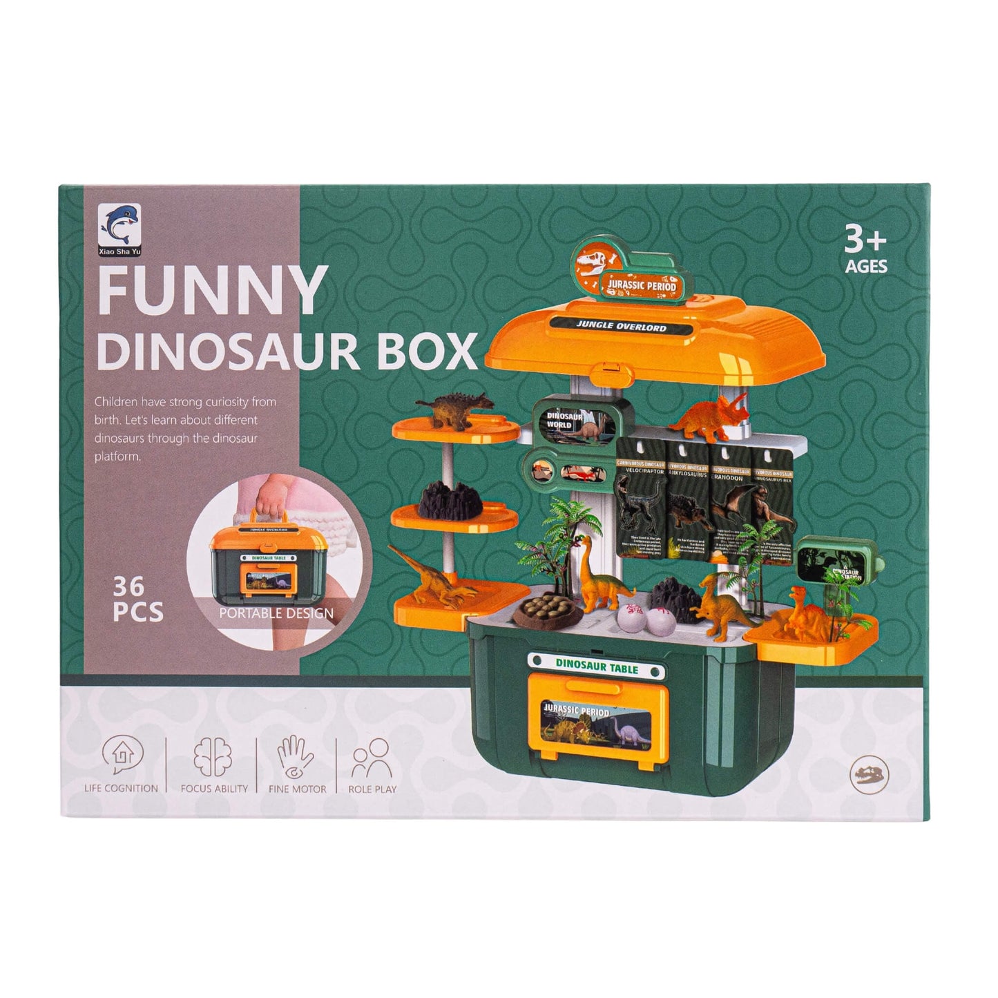 Kreatywny zestaw figurek dinozaurów w walizce jaja dinozaura