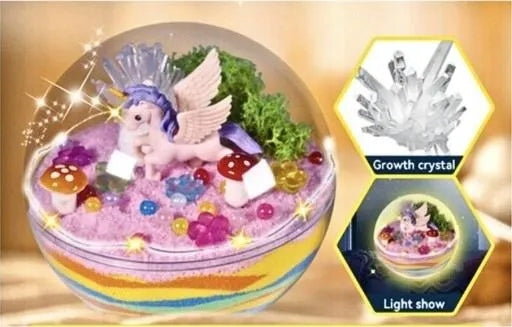 Kreatywny Zestaw Kryształ Jednorożec Akwarium Lampka LED Nocna Terrarium