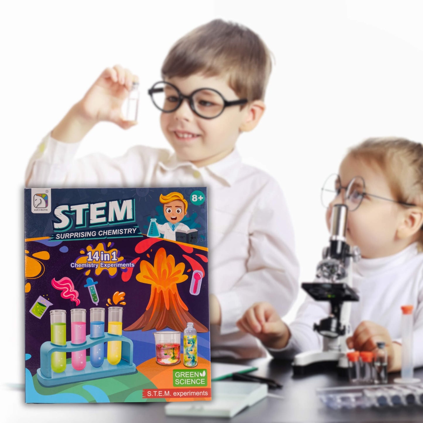 Zestaw Mały Chemik Edukacyjny 14 Eksperymentów Naukowych Wybuchowy Wulkan