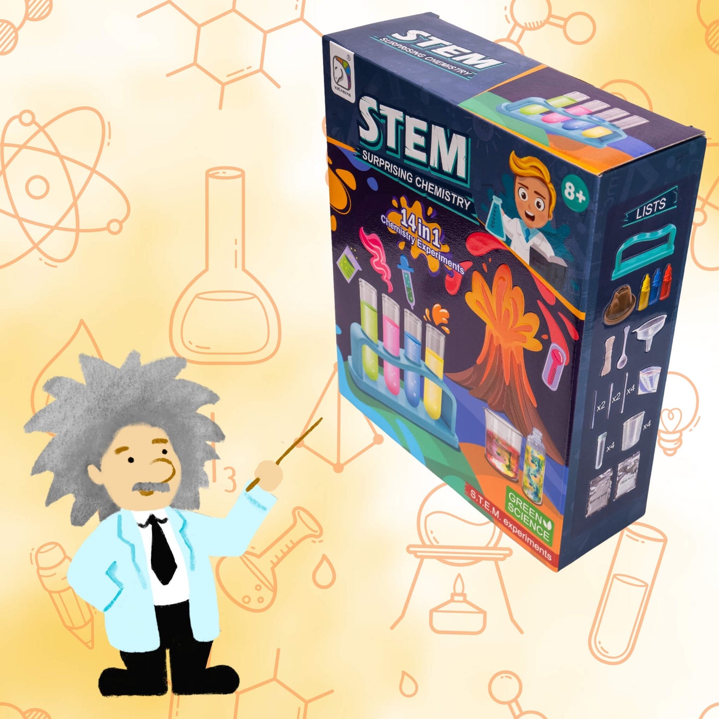 Zestaw Mały Chemik Edukacyjny 14 Eksperymentów Naukowych Wybuchowy Wulkan
